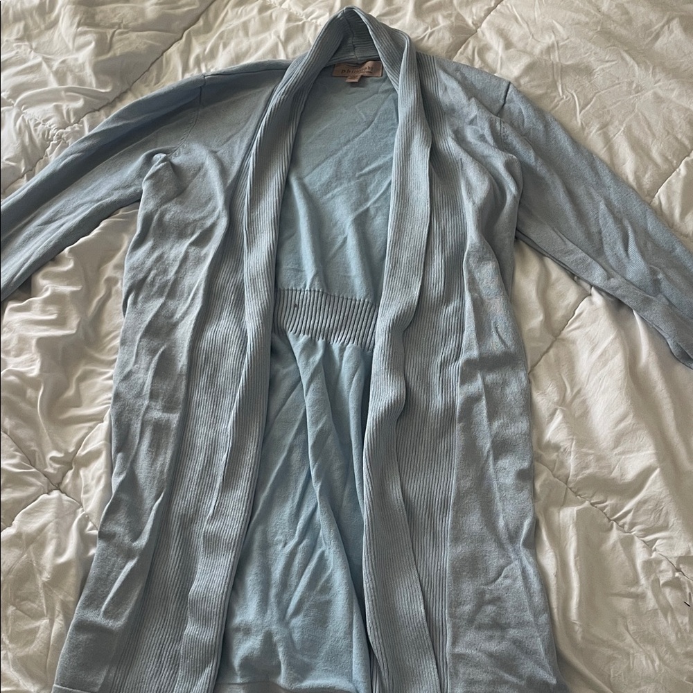 Philosophy Soft Blue Ribbed Cardigan